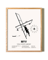 Yuba County Airport framed print in natural wood frame