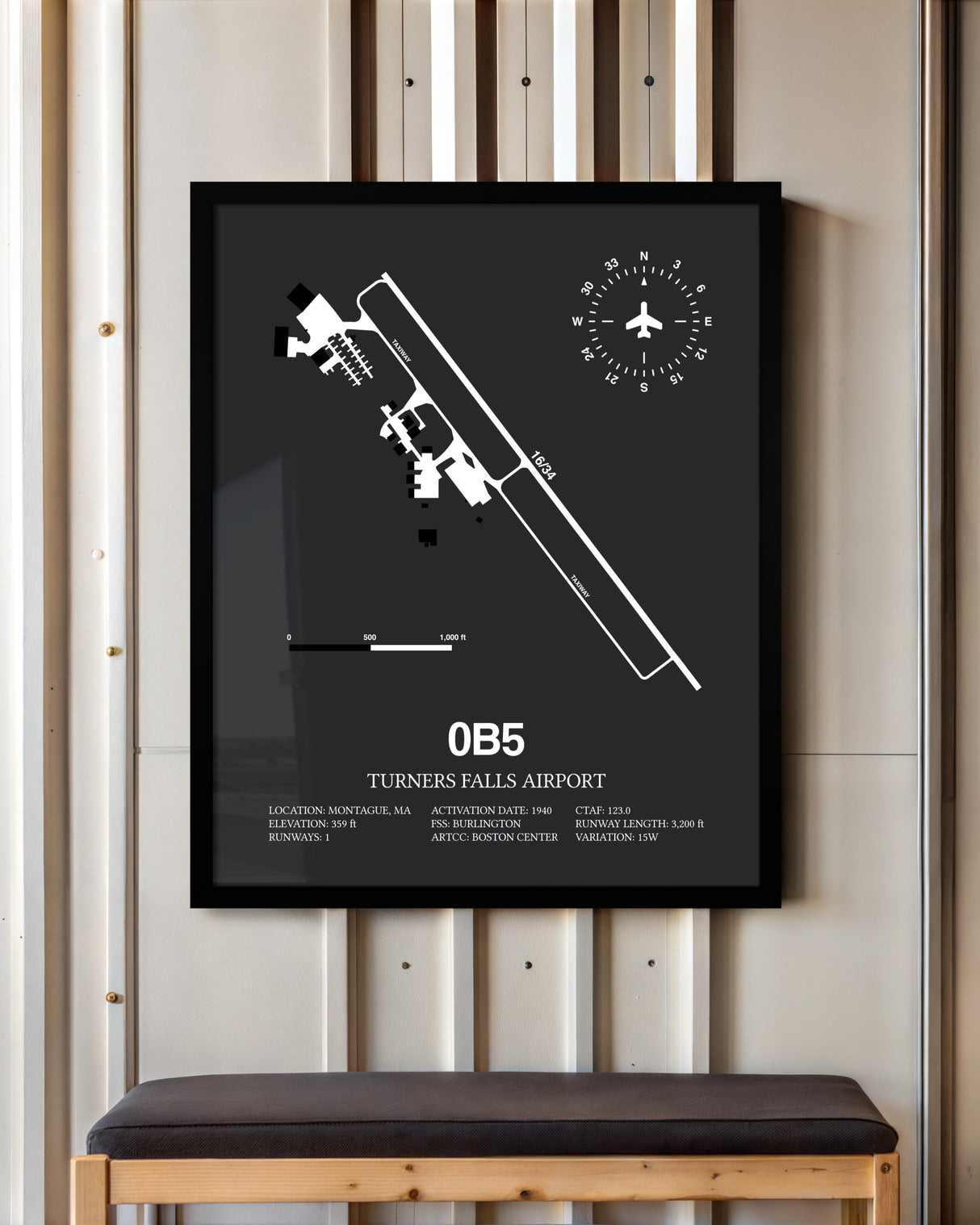 Frame color options for Turners Falls Airport Wall Art