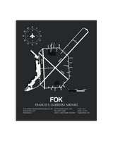 Gray Framed Francis S. Gabreski Airport layout wall art poster