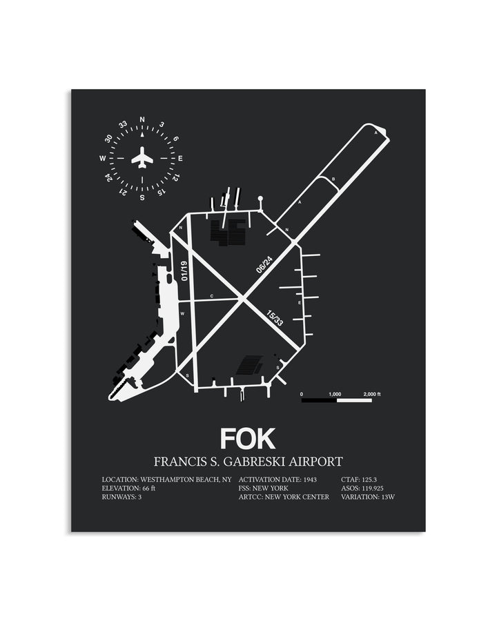 Gray Framed Francis S. Gabreski Airport layout wall art poster