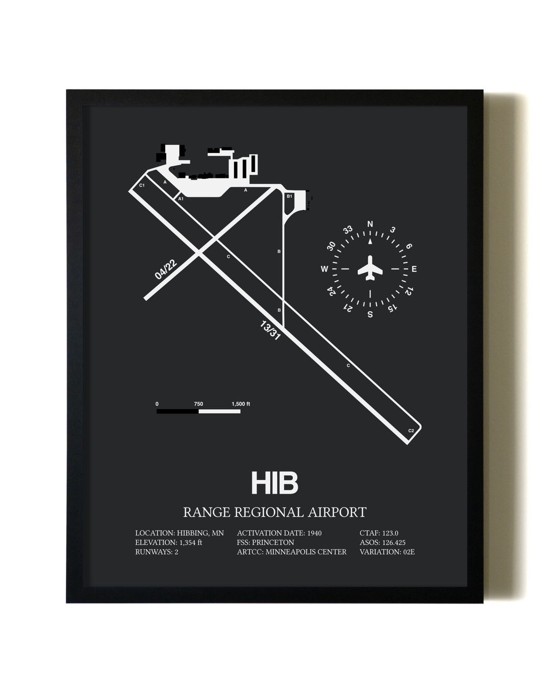 Unframed Range Regional Airport map print poster