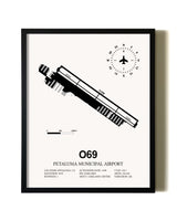 Framed Petaluma Municipal Airport wall art poster in black frame