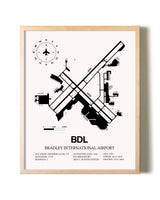 Bradley International Airport framed wall art in white frame