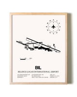 Billings Logan International Airport framed wall art in white frame