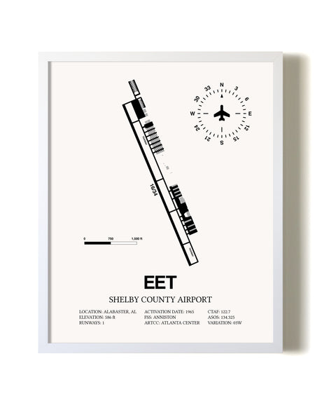 Shelby County Airport airport map poster in oak frame