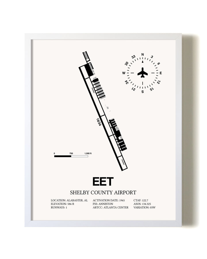 Shelby County Airport airport map poster in oak frame