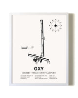 Greeley-Weld County Airport airport map poster in oak frame