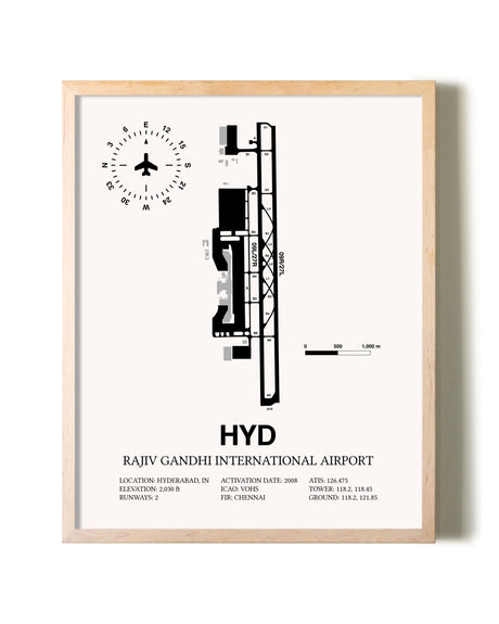 Rajiv Gandhi International Airport framed wall art in white frame