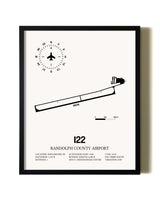 Framed Randolph County Airport wall art poster in black frame