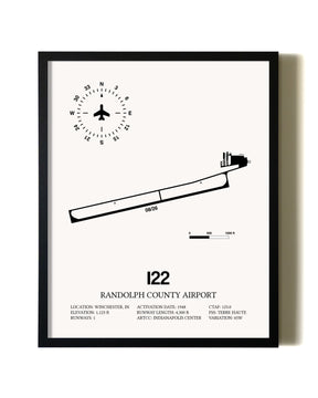 Framed Randolph County Airport wall art poster in black frame