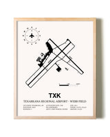 Texarkana Regional Airport-Webb Field framed wall art in white frame