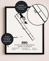 Framed South Texas International Airport At Edinburg layout wall art poster