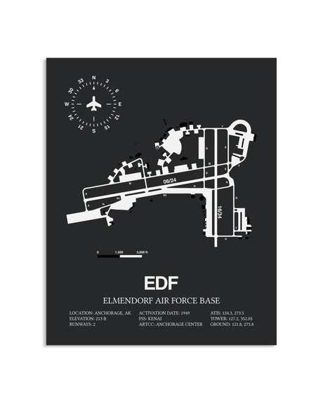 Gray Framed Elmendorf Air Force Base layout wall art poster