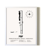 Pinebluff Regional Airport / Grider Field airport map poster in oak frame