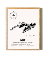 Narita International Airport framed print in natural wood frame