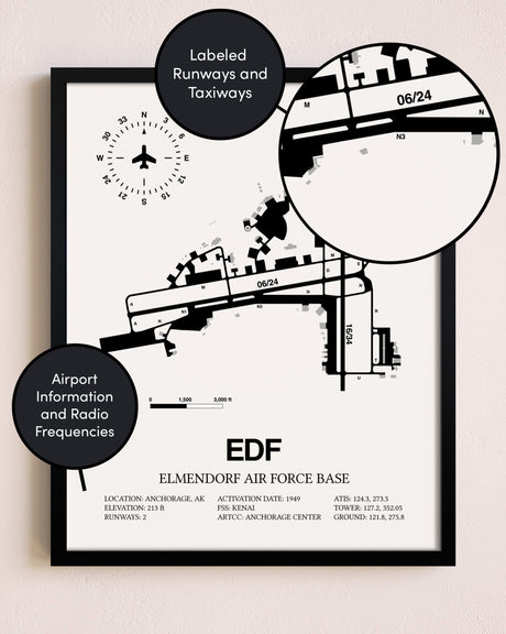 Framed Elmendorf Air Force Base layout wall art poster