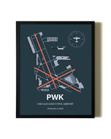 Slate Framed Chicago Executive Airport wall art poster in black frame