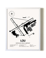 Bowman Field Airport airport map poster in oak frame
