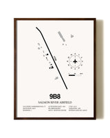 Salmon River Airfield aviation print in walnut frame