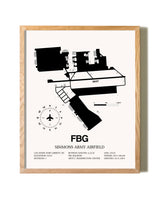 Simmons Army Airfield framed print in natural wood frame