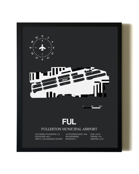 Unframed Fullerton Municipal Airport map print poster