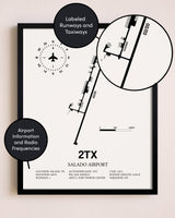 Framed Salado Airport layout wall art poster