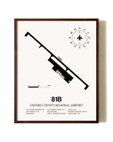 Oxford County Regional Airport aviation print in walnut frame