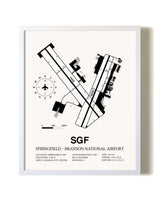 Springfield-Branson National Airport airport map poster in oak frame