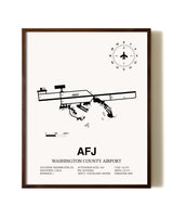 Washington County Airport aviation print in walnut frame