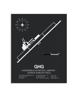 Gray Framed Marshfield Municipal Airport-George Harlow Field layout wall art poster