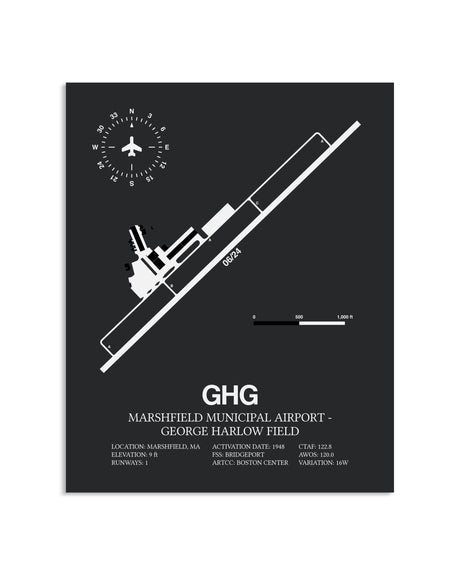 Gray Framed Marshfield Municipal Airport-George Harlow Field layout wall art poster