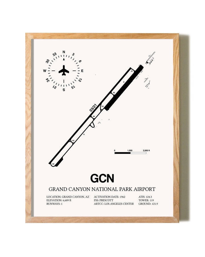 Grand Canyon National Park Airport framed print in natural wood frame