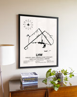 Wright Army Airfield (Fort Stewart) / Midcoast Regional Airport aviation wall décor in black wood frame