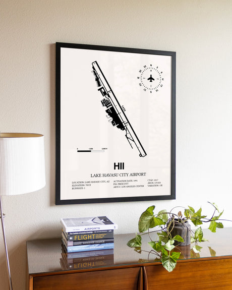Lake Havasu City Airport aviation wall décor in black wood frame