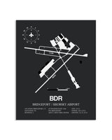 Gray Framed Bridgeport / Sikorsky Airport layout wall art poster