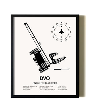 Framed Gnoss Field Airport wall art poster in black frame