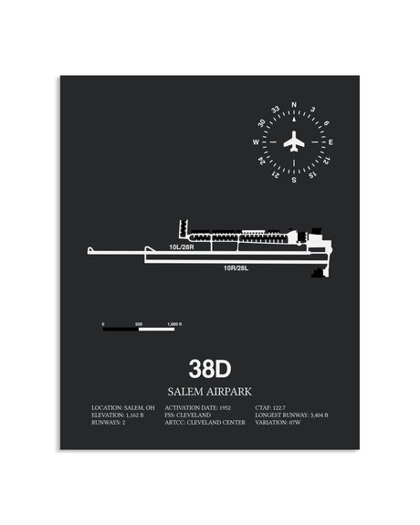 Gray Framed Salem Airpark layout wall art poster
