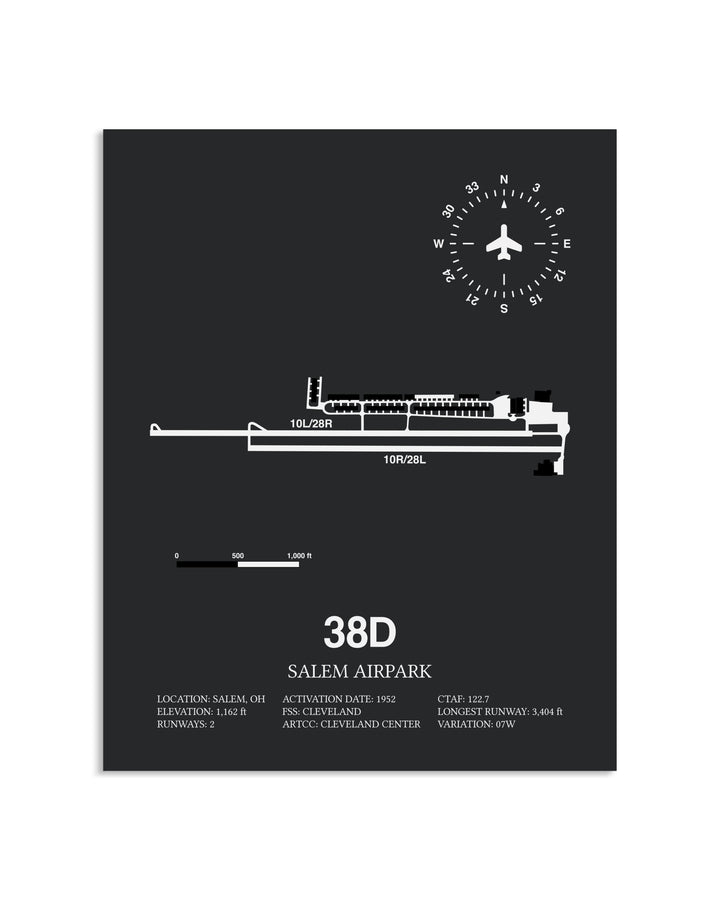 Gray Framed Salem Airpark layout wall art poster