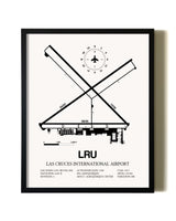 Framed Las Cruces International Airport wall art poster in black frame