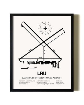 Framed Las Cruces International Airport wall art poster in black frame
