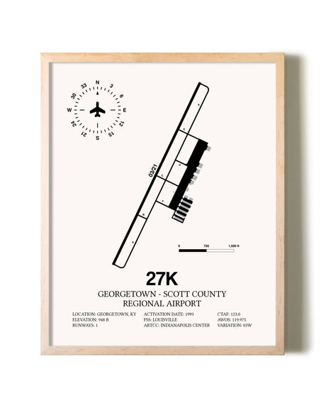 Georgetown - Scott County Regional Airport framed wall art in white frame