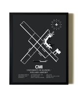 Unframed University of Illinois / Willard Airport map print poster