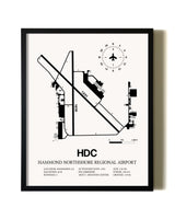 Framed Hammond Northshore Regional Airport wall art poster in black frame