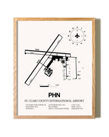 St. Clair County International Airport framed print in natural wood frame