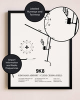 Framed Kingman Airport / Clyde Cessna Field layout wall art poster
