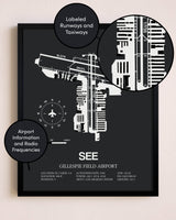 Gillespie Field Airport poster size comparison chart
