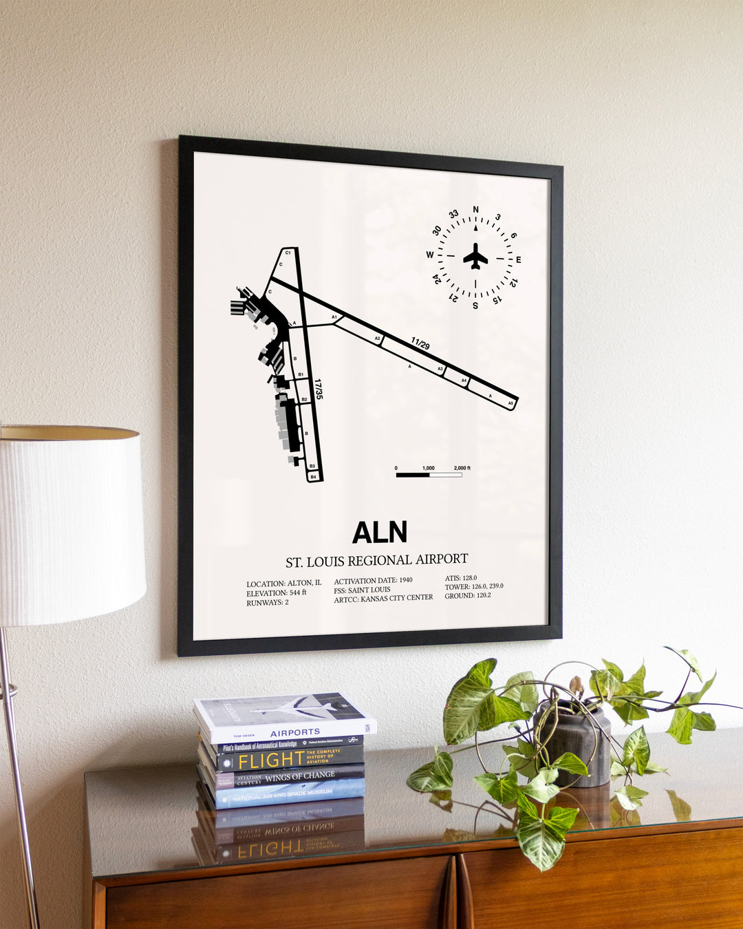 St. Louis Regional Airport aviation wall décor in black wood frame