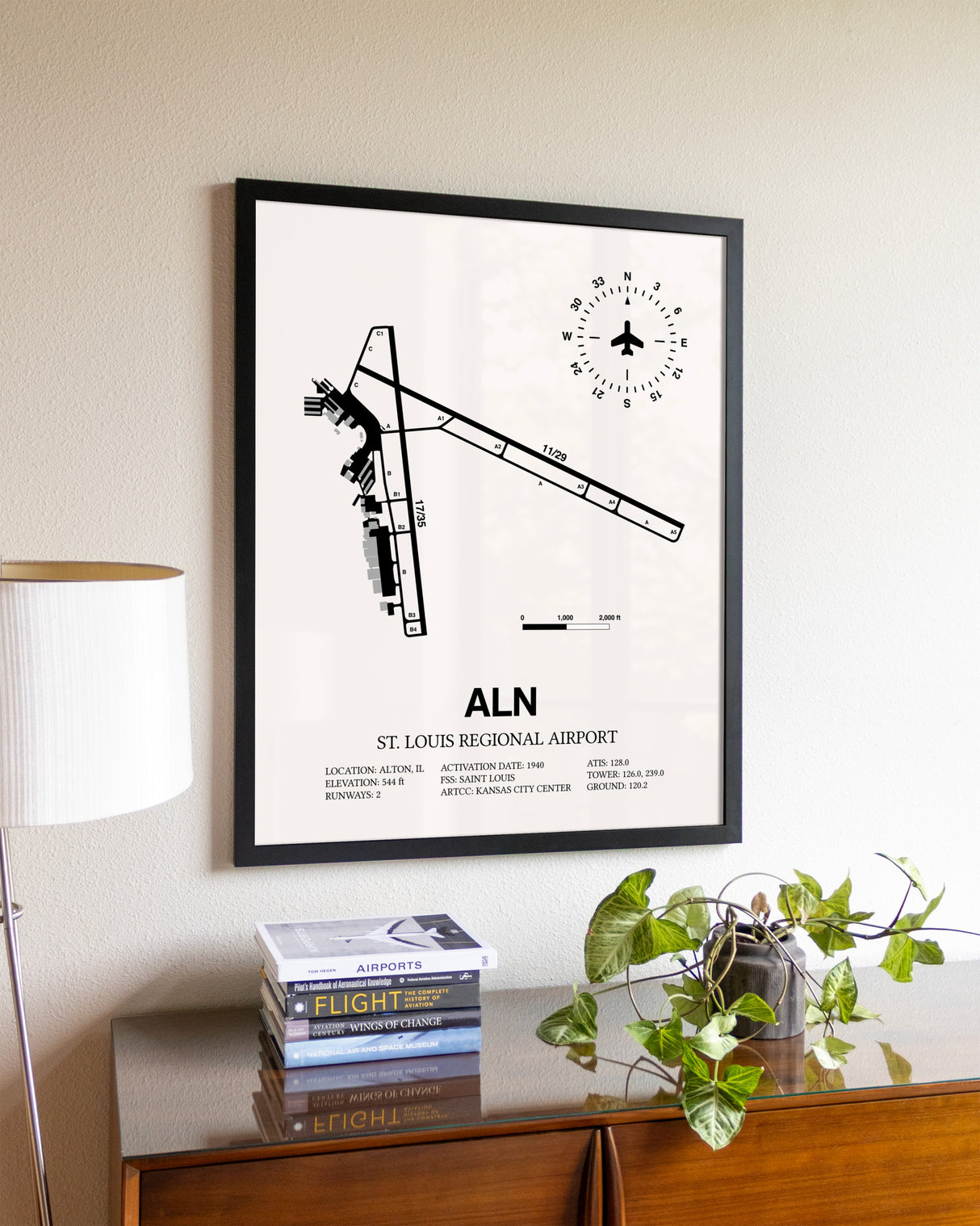 St. Louis Regional Airport aviation wall décor in black wood frame