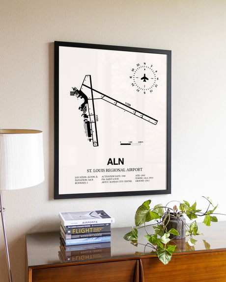 St. Louis Regional Airport aviation wall décor in black wood frame