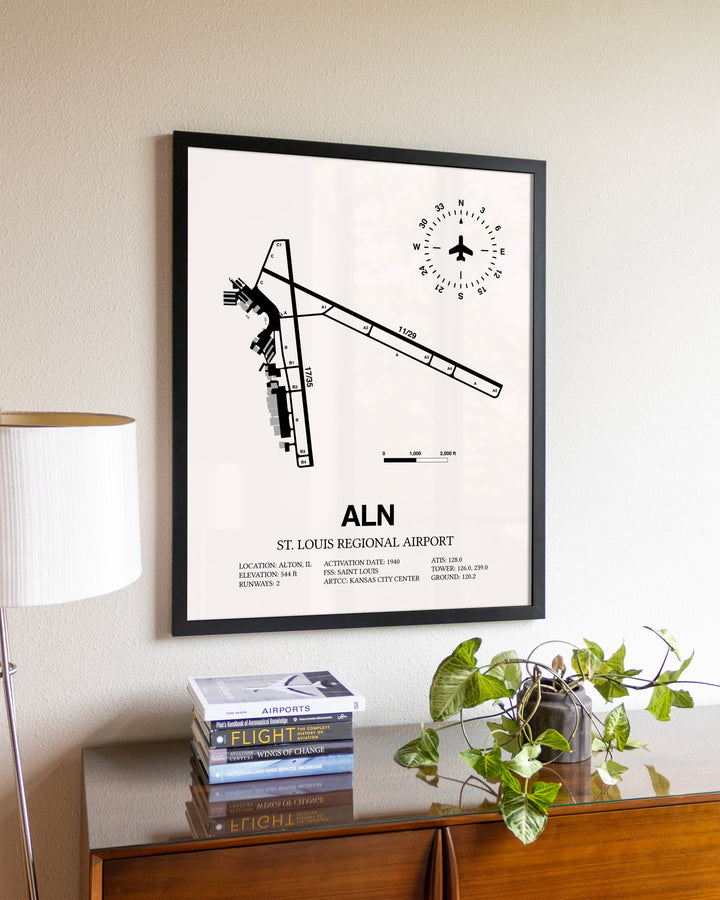 St. Louis Regional Airport aviation wall décor in black wood frame